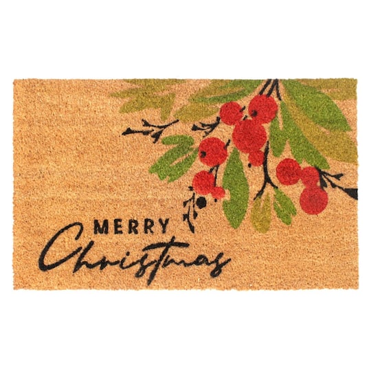 RugSmith Red Machine Tufted Holiday Merry Christmas Berry Area Rug, 18&#x27;&#x27; x 30&#x27;&#x27;